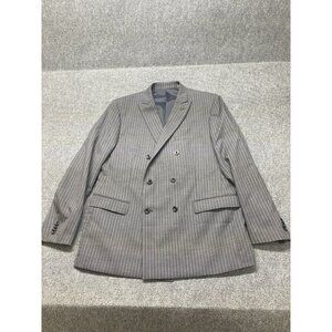 Michael Kors Wool Blazer Men’s Size 44R Gray Pinstripe Double Breasted